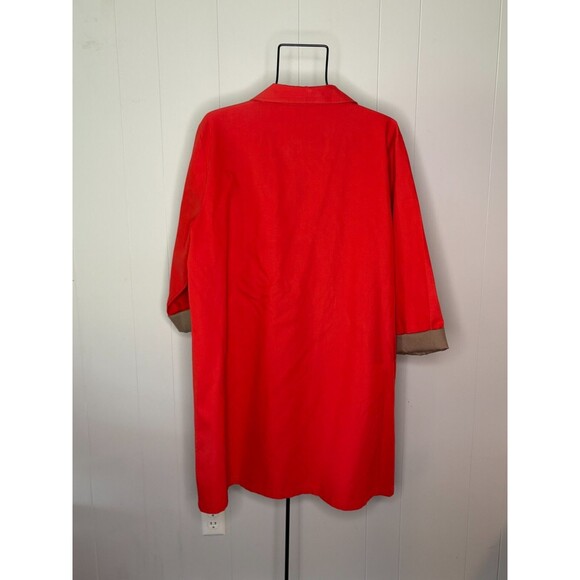 Eileen Fisher Women's Red Beige Trench Coat Medium Snap Rain Jacket - Picture 8 of 10